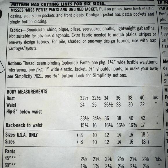 Vintage 1989 Simplicity Womens pattern 9299 Size 8-18 uncut - Picture 6 of 6